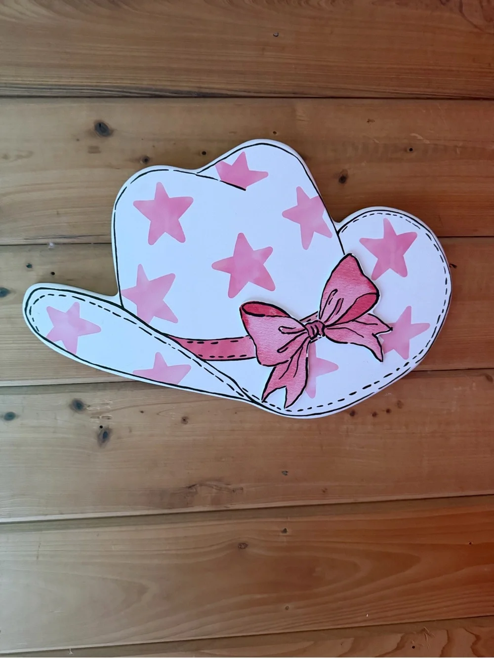 Kids Pink Star Cowboy Hat Wall Decor - Unbranded